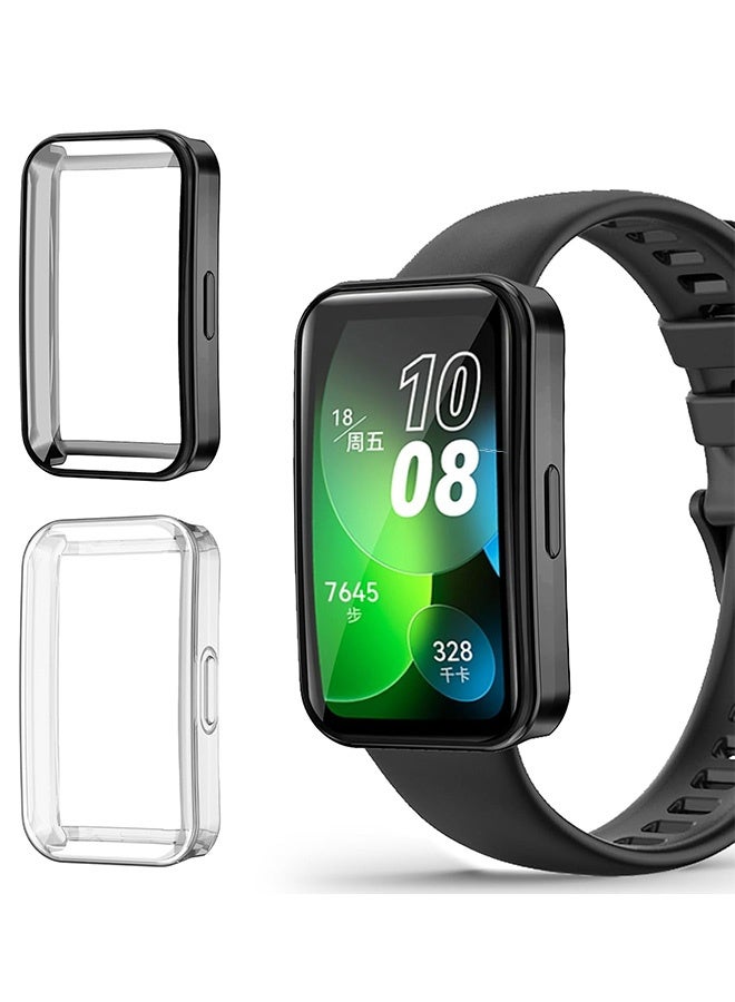 غنافوتو 2 قطعة لسوار هواوي 8/سوار هواوي 9/سوار هواوي 10 من مادة TPU الواقية شفاف/أسود - Image 1