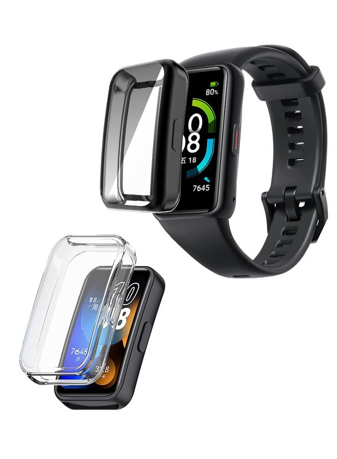 غنافوتو 2 قطعة لسوار هواوي 8/سوار هواوي 9/سوار هواوي 10 من مادة TPU الواقية شفاف/أسود - Image 5