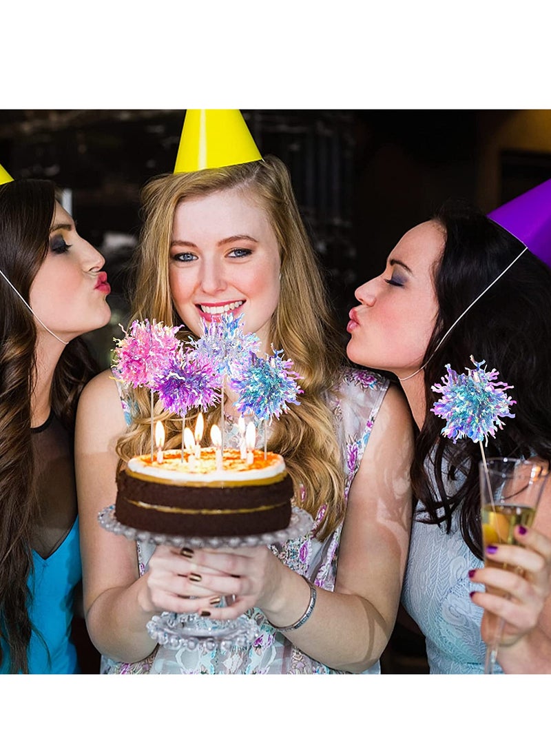 Excefore 120 Pcs Cupcake Toppers, Cupcake Picks Foil Frill Toothpicks Firework Cupcake Topper, Cake Decorations Fruit Food Pick for Wedding Birthday New Year Eve Graduation Party Decor - Image 2