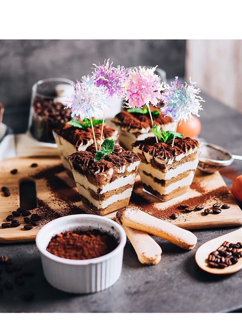 Excefore 120 Pcs Cupcake Toppers, Cupcake Picks Foil Frill Toothpicks Firework Cupcake Topper, Cake Decorations Fruit Food Pick for Wedding Birthday New Year Eve Graduation Party Decor - Image 3