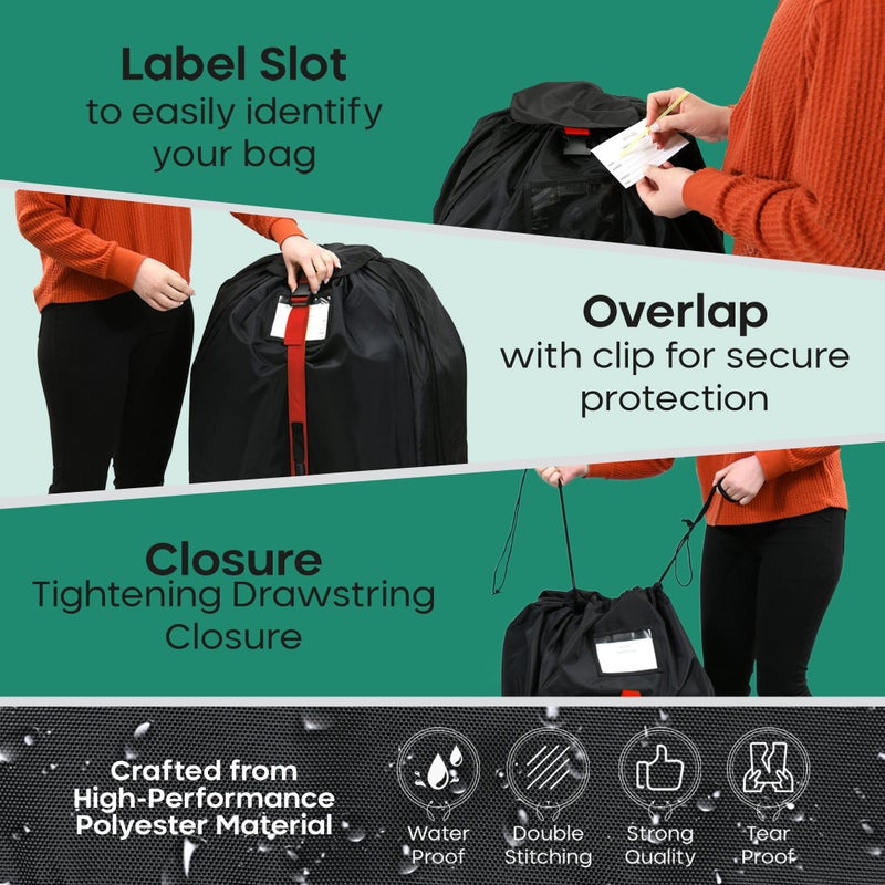 reperkid Medium Stroller Bag for Airplane Travel, Black & Red, 42" H x26 W x13 D, Fits Most Single Strollers Incl. Jogging & Standard Models â€“ Premium Waterproof Cover, Adjustable Shoulder Straps - Image 4