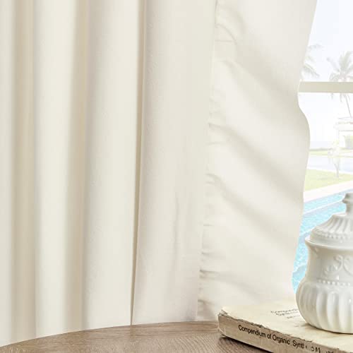 FOLKSIDE Cream Ivory Ruffle Curtains 84 Inch Length 2 Panels Set for Living Room Bedroom Shabby Chic Drapes Rod Pocket Light Reducing Window Curtains for Kids Girls Nursery Room Backdrop Decor, 52x84 - Image 4
