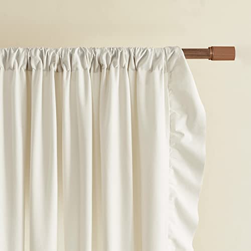 FOLKSIDE Cream Ivory Ruffle Curtains 84 Inch Length 2 Panels Set for Living Room Bedroom Shabby Chic Drapes Rod Pocket Light Reducing Window Curtains for Kids Girls Nursery Room Backdrop Decor, 52x84 - Image 3