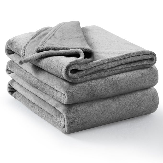 FLEECE THROW BLANKET GREY VERSATILE SOFT WARM KING SIZE BLANKET FLUFFY EXTRA LARGE THROWS FOR BED COZY SOLID FLANNEL BLANKET FOR SOFA COUCH 230X270CM GRAY