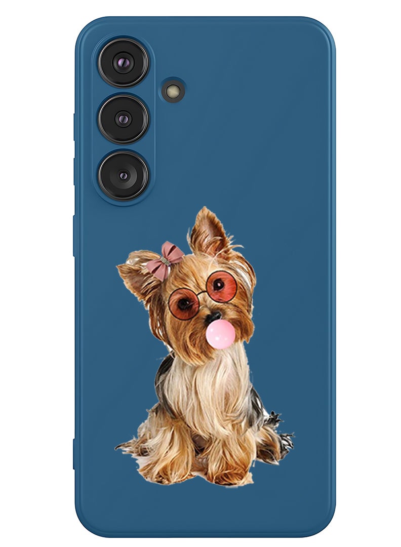 Theodor Protective Slim Fit Case Liquid Silicone Cover with Full Body Protection Anti-Scratch Shockproof Case For Samsung Galaxy S25 Plus (Blue) - Dog with bubble - Image 1