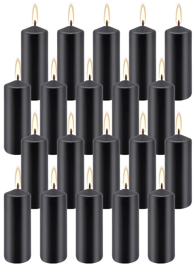 TLNFHRPI 20 Pack 2x4 Inch Black Pillar Candles Unscented for Home Decor Party and Holiday,Elegant Dark hue - Image 1
