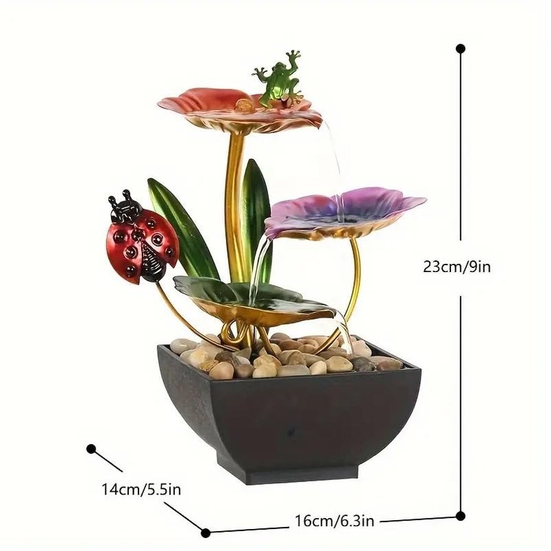 Seven Moon Seven Moon Metal Leaf Tabletop Water Fountain for Home Decor Ornaments for Living Room Office Waterfall Desktop Fountains with Deep Basin and Natural River Indoor Zen Relaxation 7MWF_03  - Image 2
