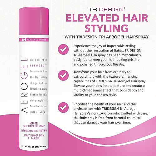 TRIDESIGN TRI Design Aerogel Hairspray - Hair Finishing Spray for Styling, Volumizing and Holding Curly Hair with Flexible Hold - For Women and Men - Pack of 3 (10.5 oz) - Image 2