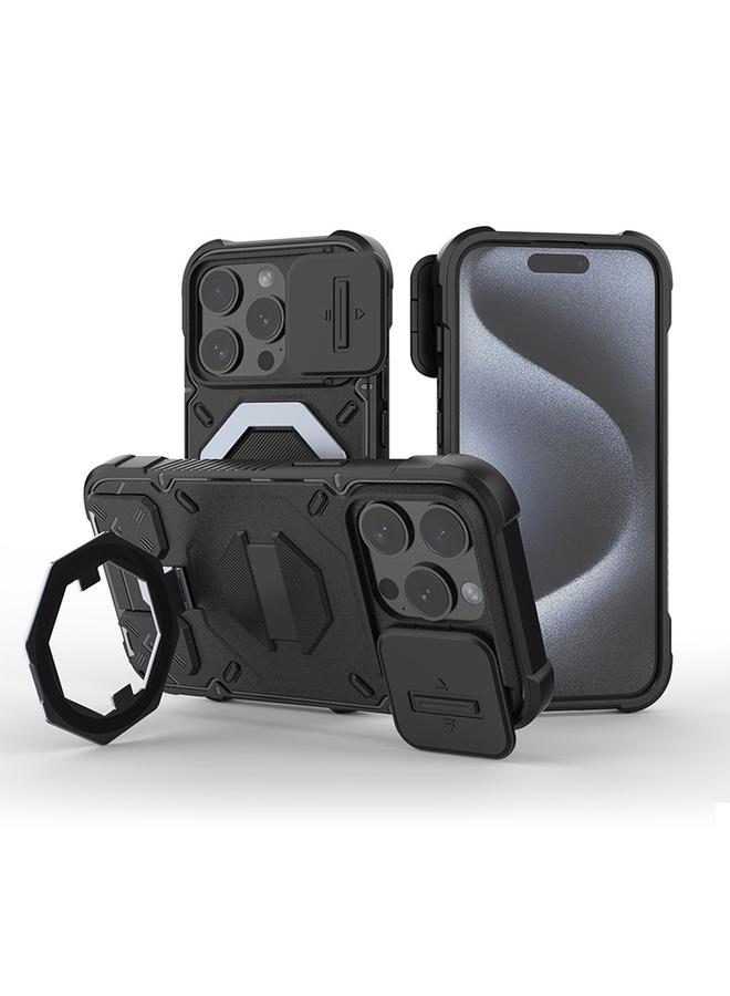 S-TOP Case For iPhone 13 Pro Max Camera Shield Armor MagSafe Holder Phone Case with Strap - Image 1