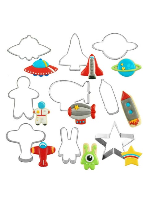 Space-Themed Sandwich and Cookie Cutters - Food-Grade Stainless Steel (9-Pack)