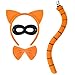 JcHrmers 4Pcs Orange Cat Costume Accessories Set Including Orange Cat Ears Headband Tail Bow Tie Black Mask for Book Day Cosplay Supplies - Image 2