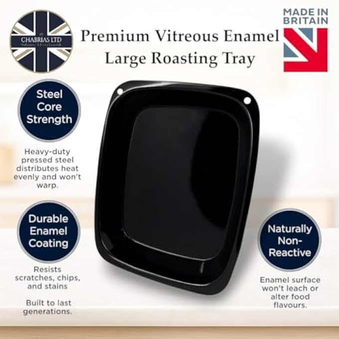 Chabrias Ltd 38Cm Extra Large Vitreous Enamel Roasting Baking Pan Made In England By Chabrias Ltd Gbb045404 - Image 3