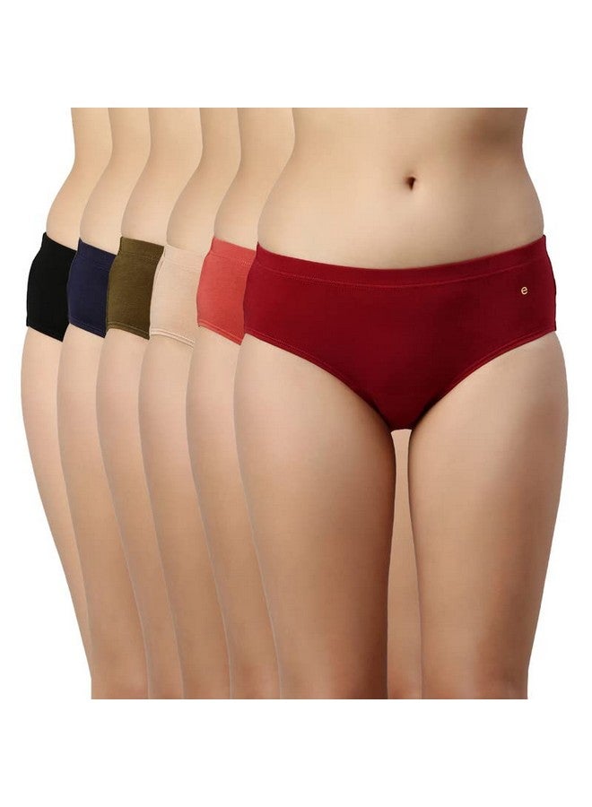 Enamor Stretchable Cotton Hipster Panties for Women Pack of 6, Full Coverage Grip Fit with Antimicrobial & Stain Release Technology-CR17-Assorted-Colors and Prints May Vary (CR17_Multicolordark6_S) - Image 1