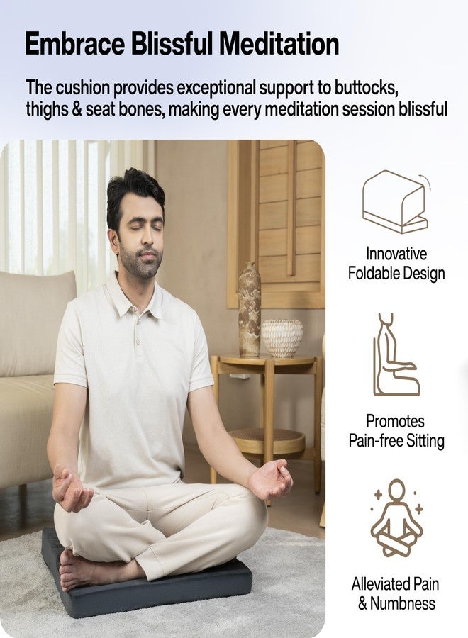 FOVERA Meditation Seat Cushion - Foldable Portable Large Size Meditation Floor Cushion, Light Weight, Easy to Carry with Premium Velvet Cover (22 x 22 x 2.5 Inch, Dark Grey) - Image 3