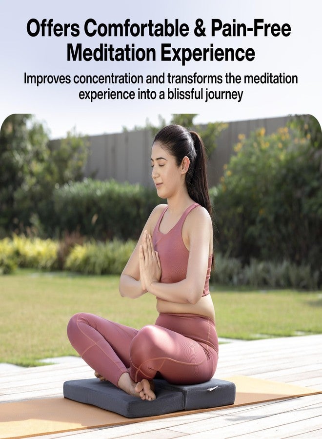 FOVERA Meditation Seat Cushion - Foldable Portable Large Size Meditation Floor Cushion, Light Weight, Easy to Carry with Premium Velvet Cover (22 x 22 x 2.5 Inch, Dark Grey) - Image 5