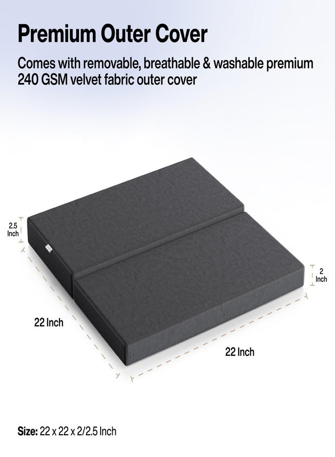 FOVERA Meditation Seat Cushion - Foldable Portable Large Size Meditation Floor Cushion, Light Weight, Easy to Carry with Premium Velvet Cover (22 x 22 x 2.5 Inch, Dark Grey) - Image 4