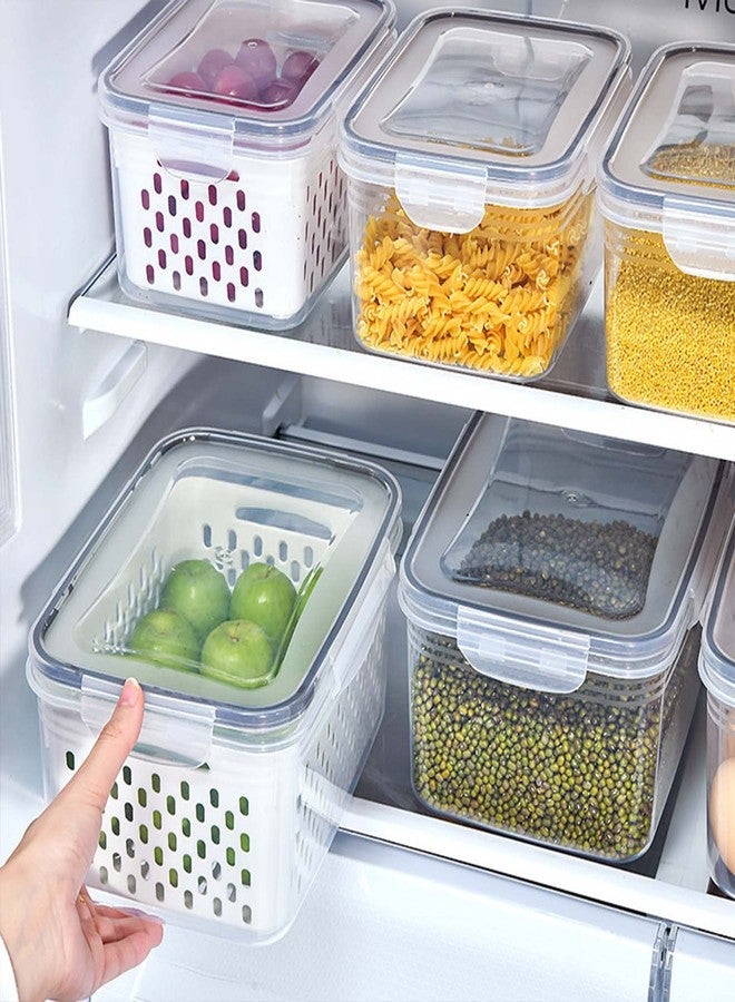 YUNLINLI 4 Pack Fresh Food Storage Containers, Large Capacity Produce Saver Box with Drain Baskets & Lid, Fridge Organizer, Airtight Fruit Organizer for Refrigerator, Stackable Plastic Fruit Veggie Saver - Image 5