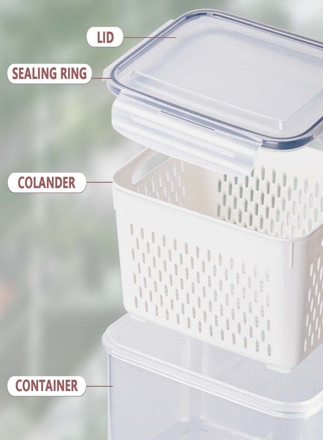 YUNLINLI 4 Pack Fresh Food Storage Containers, Large Capacity Produce Saver Box with Drain Baskets & Lid, Fridge Organizer, Airtight Fruit Organizer for Refrigerator, Stackable Plastic Fruit Veggie Saver - Image 3