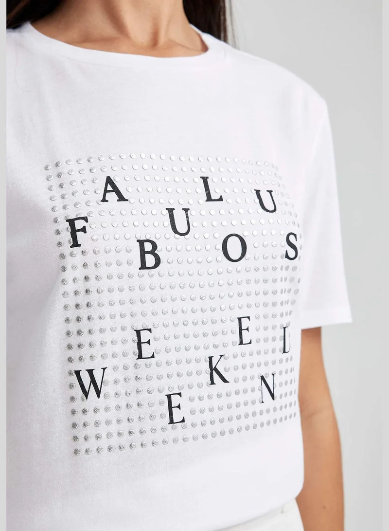 DeFacto Woman Crew Neck Knitted Short Sleeve T-Shirt