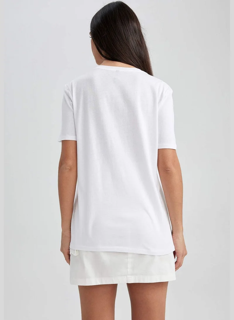 DeFacto Woman Crew Neck Knitted Short Sleeve T-Shirt