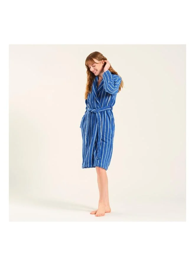 Zsa Zsa Zsu Solid Dark Blue Bathrobe.