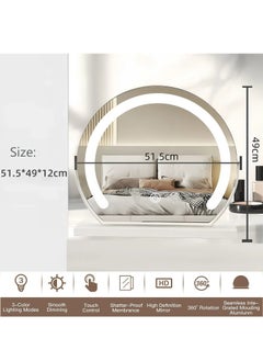 Joyelink Vanity Mirror with Lights, 20 inch Makeup Mirror with Lights, Smart Touch Control 3 Colors Dimmable Vanity Mirror, 360°Rotation Round Vanity Mirror for Bedroom, Bathroom  - Image 2