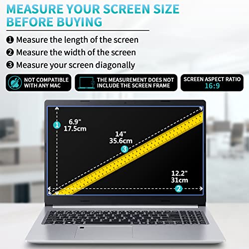 FFORITO F FORITO 2 Pack 14 inch Anti Glare Laptop Screen Protector, Anti Scratch & Anti Fingerprint Screen Filter Compatible with 14" HP/DELL/ASUS/Acer/Samsung/Lenovo/Toshiba with 16:9 Aspect Ratio Laptop - Image 2
