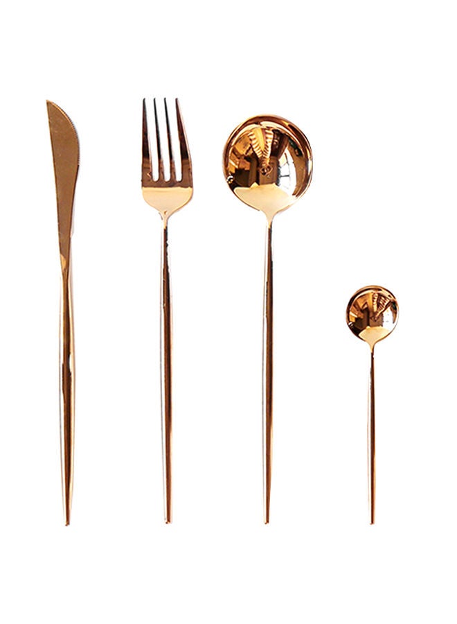 NIBEMINENT 4-Piece Dinner Flatware Cutlery Set Gold - Image 1