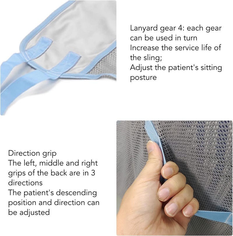 Patient Lift Sling,230KG Weight Capacity,Breathable Mesh Patient Transfer Sling with 4 Positions,with Directional Grip,for Toilet and Bath (L) - Image 3