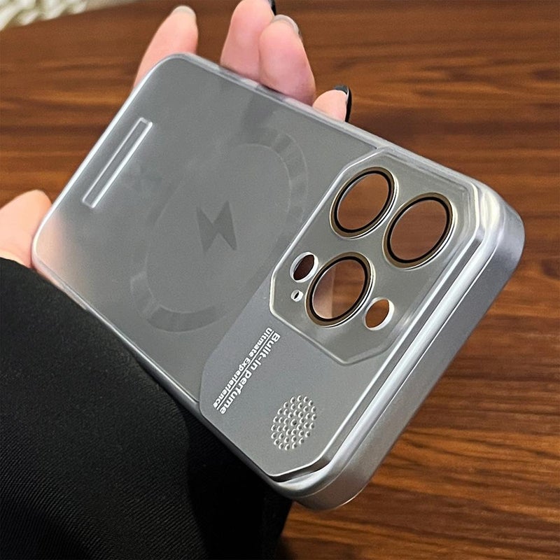 For Iphone 13 Pro Max Frameless Aromatherapy Magsafe Magnetic Pc Phone Case(Gold) - Image 5