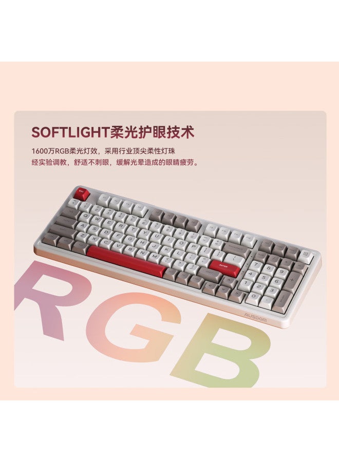 Ausdom H98 Mechanical Keyboard, Tri-mode Wireless Customizable Keyboard, Gasket Multi-layer Sound-absorbing Filling, Full-key Hot-swappable, Bluetooth Gaming And Office Computer Keyboard - Time Capsule