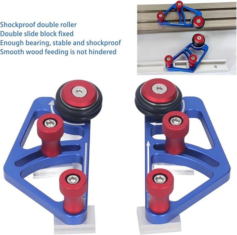 بكرة دليل منضدة منشار الألومنيوم سبائك الخشب تحمل الأسطوانة المغذية ارتفاع قابل للتعديل متين مقاوم للاهتراء مضاد للصدمات بكرة مزدوجة - Image 3