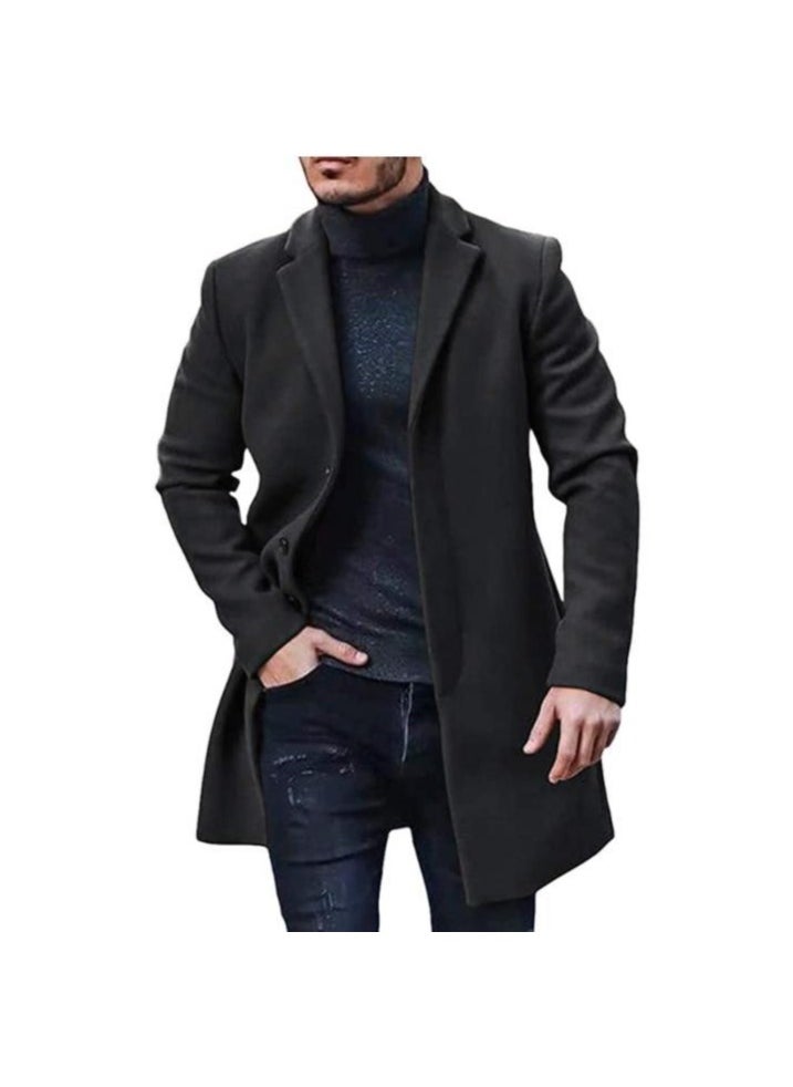 Loquat Squality  Breasted Long Coat Men Black  - Image 1