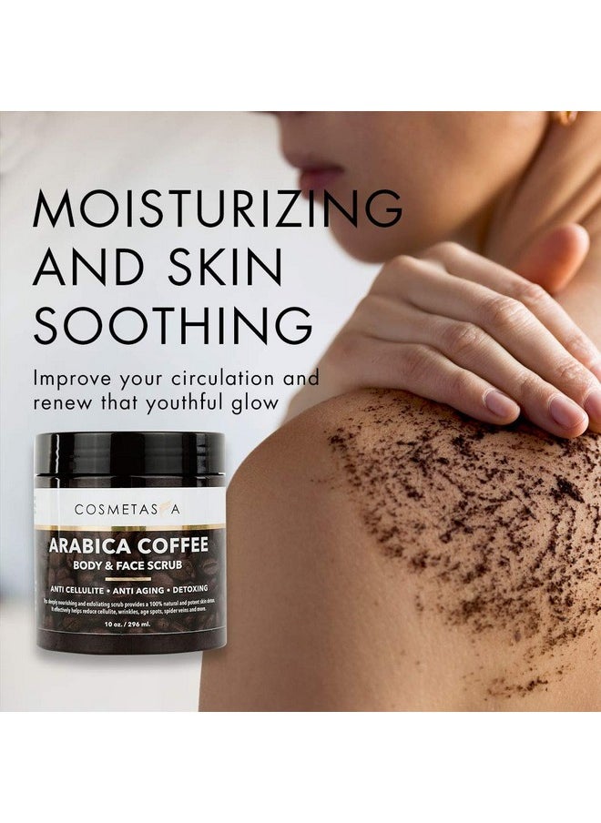 Cosmetasa - Arabica Coffee Body & Face Scrub With Exfoliating Glove 100% Natural With Coconut And Shea Butter Best Acne Best Acne Anti Cellulite And Stretch Mark Treatment Spider Vein Therapy For Varicose Ve… - Image 1