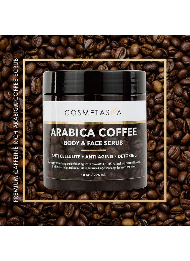 Cosmetasa - Arabica Coffee Body & Face Scrub With Exfoliating Glove 100% Natural With Coconut And Shea Butter Best Acne Best Acne Anti Cellulite And Stretch Mark Treatment Spider Vein Therapy For Varicose Ve… - Image 1