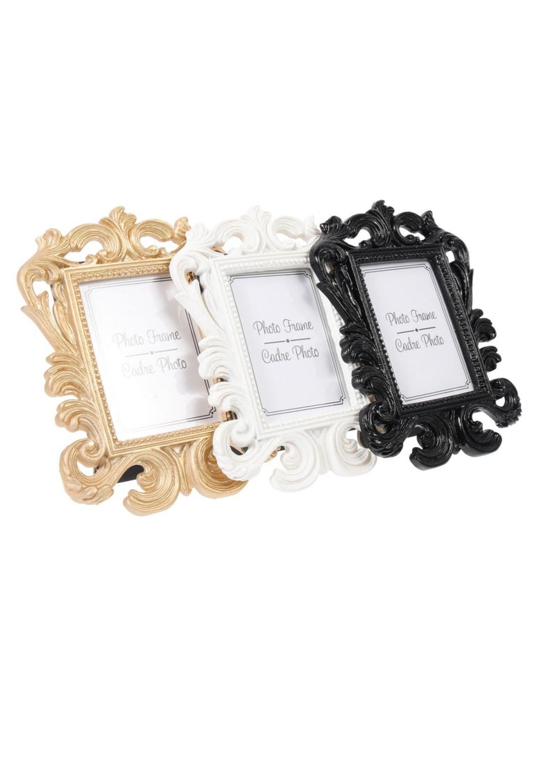 كابتن تيك Vintage Decor, 3 Pcs Vintage Antique Picture Frame, Luxury Antique Square Photo Frames, Baroque Place Photo Holder, Mini Tabletop Picture Display Stand, for Tabletop Display Decor Wedding Decor - Image 1