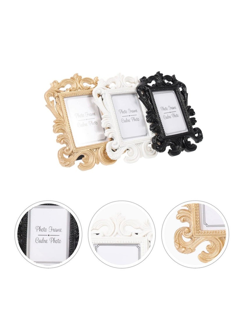 كابتن تيك Vintage Decor, 3 Pcs Vintage Antique Picture Frame, Luxury Antique Square Photo Frames, Baroque Place Photo Holder, Mini Tabletop Picture Display Stand, for Tabletop Display Decor Wedding Decor - Image 4