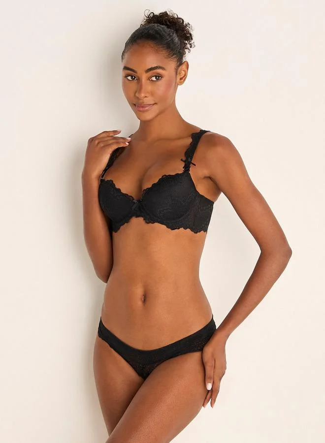 سبلاش فيڤ طقم حمالة صدر وسروال داخلي بتفاصيل دانتيل بالكونيت