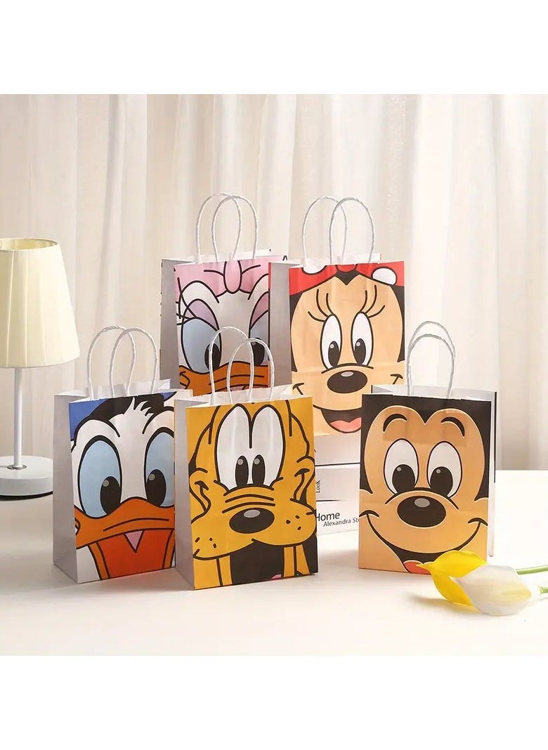 Generic 5 pcs Disney Mickey & Minnie Mouse Kraft Paper Gift Bags, Foldable Party Favor Bags for Birthday, Party Decorations, Treats & Small Gifts - Mixed Color  - Image 1