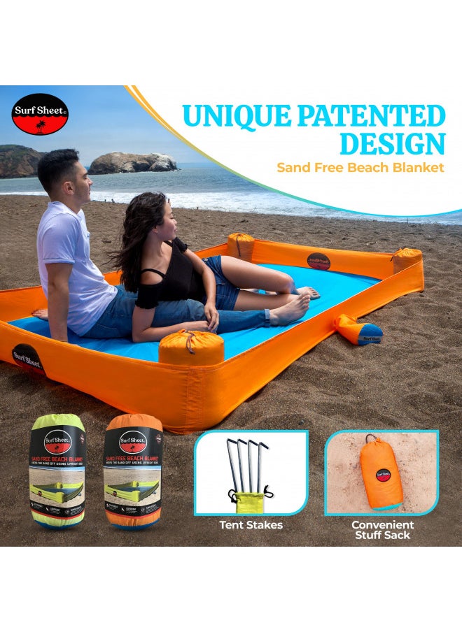 Surf Sheet Surf Sheet Sandproof Beach Blanket - Oversize Large Outdoor Picnic Blanket for Beaches & Camping - Portable Family Beach Blanket Waterproof Sandproof for Parks, Travel, Vacation Essentials (Yellow)  - Image 1