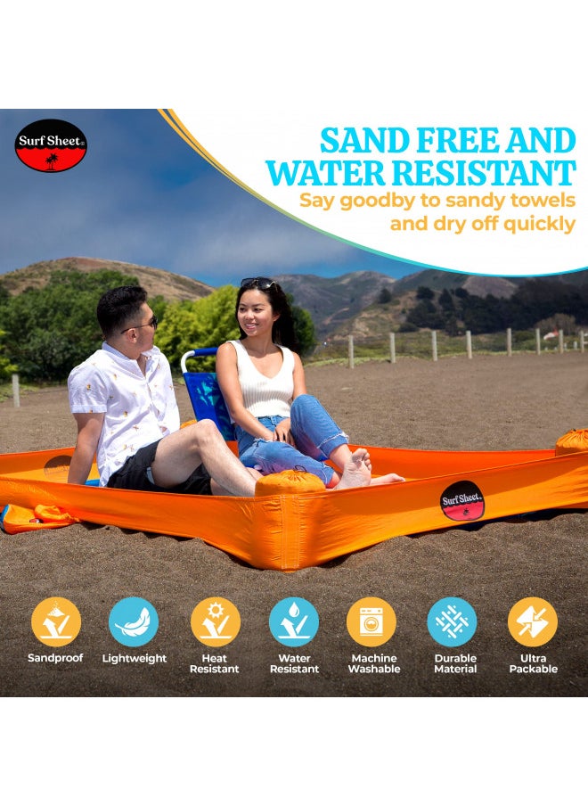 Surf Sheet Surf Sheet Sandproof Beach Blanket - Oversize Large Outdoor Picnic Blanket for Beaches & Camping - Portable Family Beach Blanket Waterproof Sandproof for Parks, Travel, Vacation Essentials (Yellow)  - Image 4