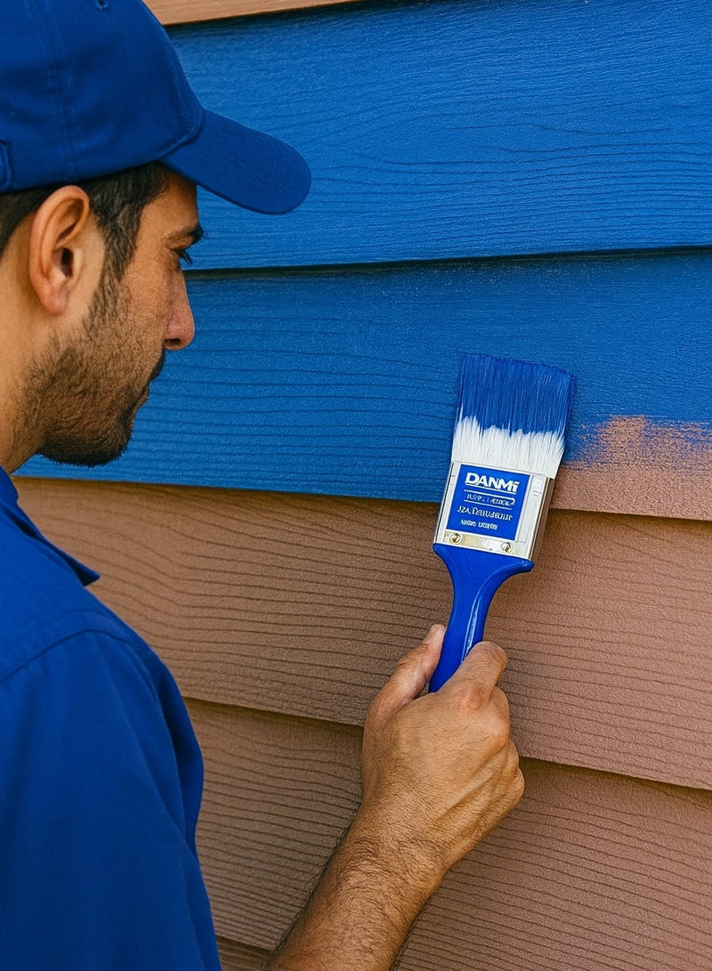 DANMI 2-Piece – DANMI Paint Brushes, 2.5 Inch (≈ 63.5 mm) – Blue Plastic Handles with Metal Ferrules, Dual Rivets – ART:360525 – Made in China - Image 4