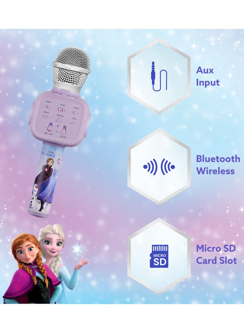 Volkano Disney Frozen Bluetooth Wireless Microphone – Portable Karaoke Mic with Echo Effect, TWS Pairing, AUX & Micro SD Card Support - Image 3