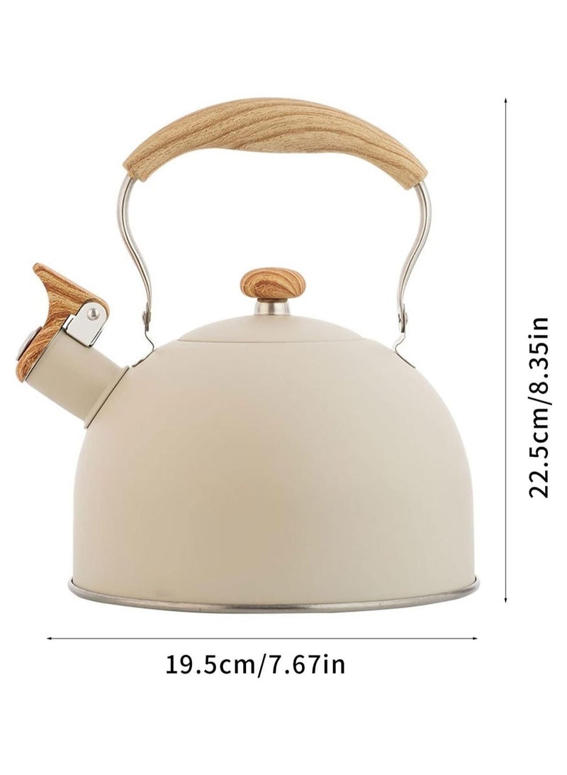 لوبيتيز 2.5 لتر صافرة إبريق الشاي ، الغذاء الصف الفولاذ المقاوم للصدأ إبريق الشاي ، مع مقبض خشبي مريح ، إبريق الشاي القهوة مع صافرة بصوت عال ( اللون : أبيض ، الحجم : 2.5L ) - Image 4