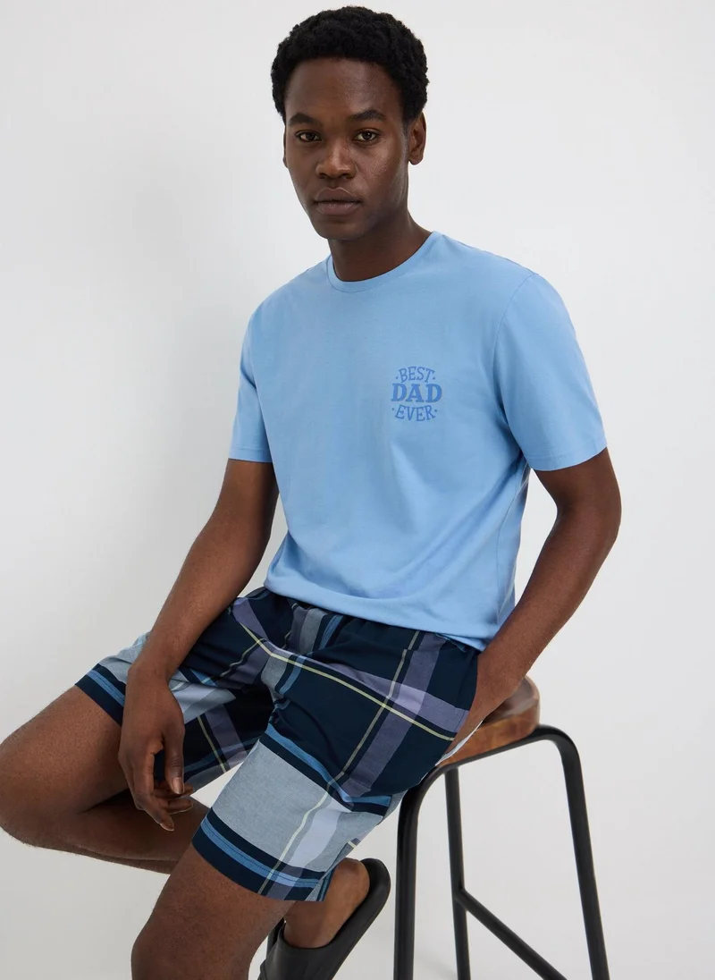 ماتلان Blue Best Dad Ever Father's Day Short Pyjama Set