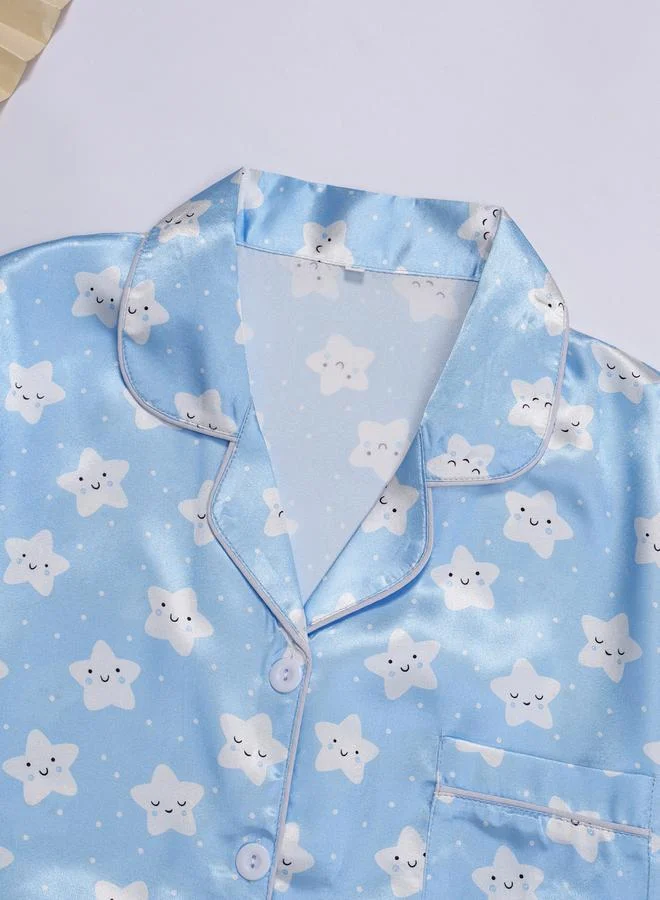 Take Two Multi-Color Star Print Shirt and Shorts Pajama Set