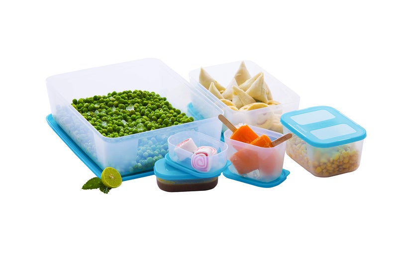 Varmora Plastic Freezer Safe Full Container Set, Blue, 6 Pieces - Image 5
