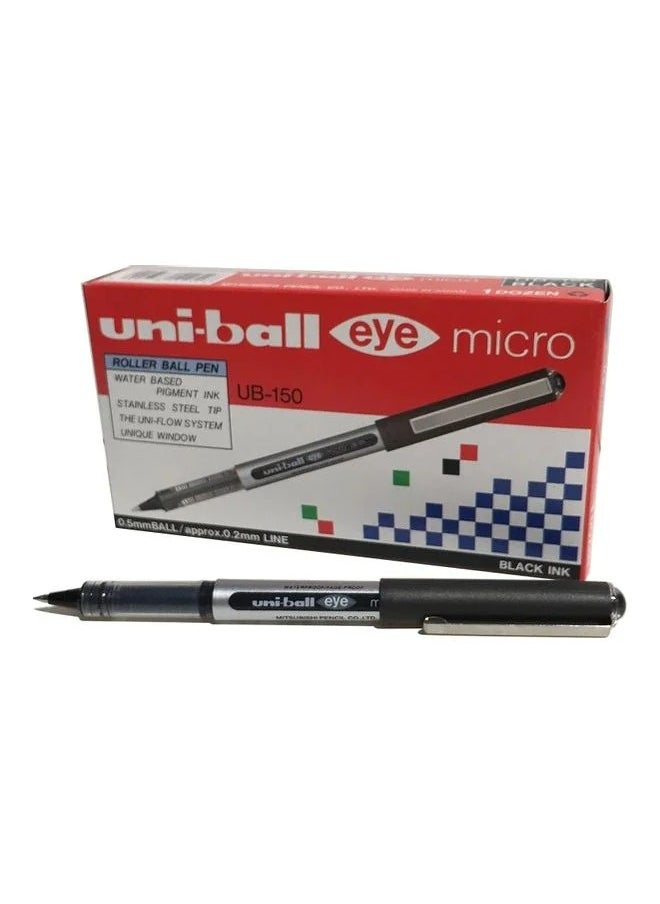 Uniball Uni-Ball Ub-150 Eye Micro Rollerball Pen - 0.5 Mm - 12 Pcs Black  - Image 1