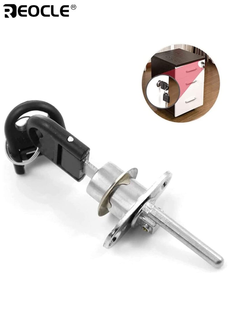 REOCLE 4PCS Drawer Lock Plunger Lock Cylinder Head Chrome Finish Push Button Plunger Lock for Cabinet Desk Wardrobe Key Alike with Keys for Home Office Furniture Security - Image 2