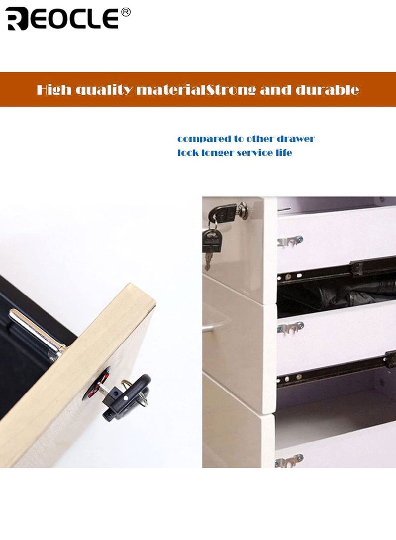 REOCLE 4PCS Drawer Lock Plunger Lock Cylinder Head Chrome Finish Push Button Plunger Lock for Cabinet Desk Wardrobe Key Alike with Keys for Home Office Furniture Security - Image 5